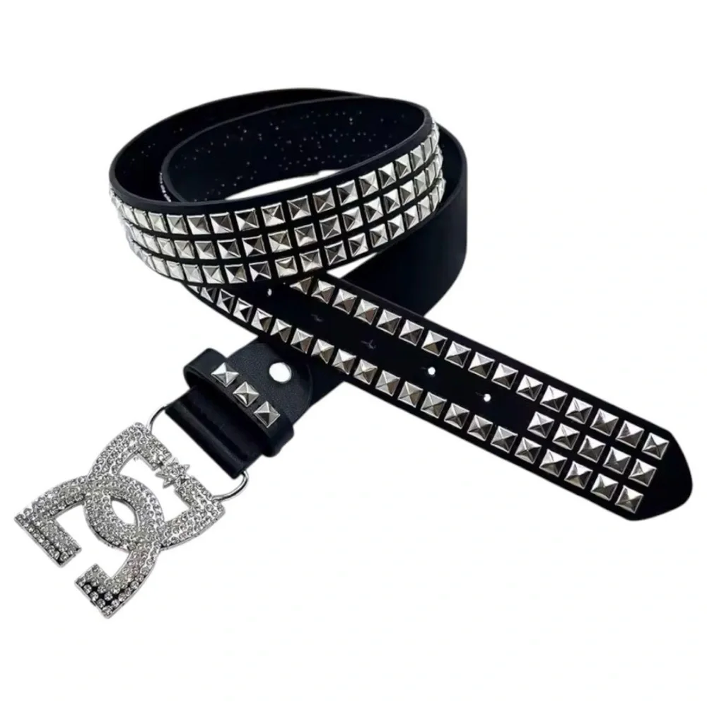 Black Rhinestone Y2K Vintage Emo Studded DC Belt